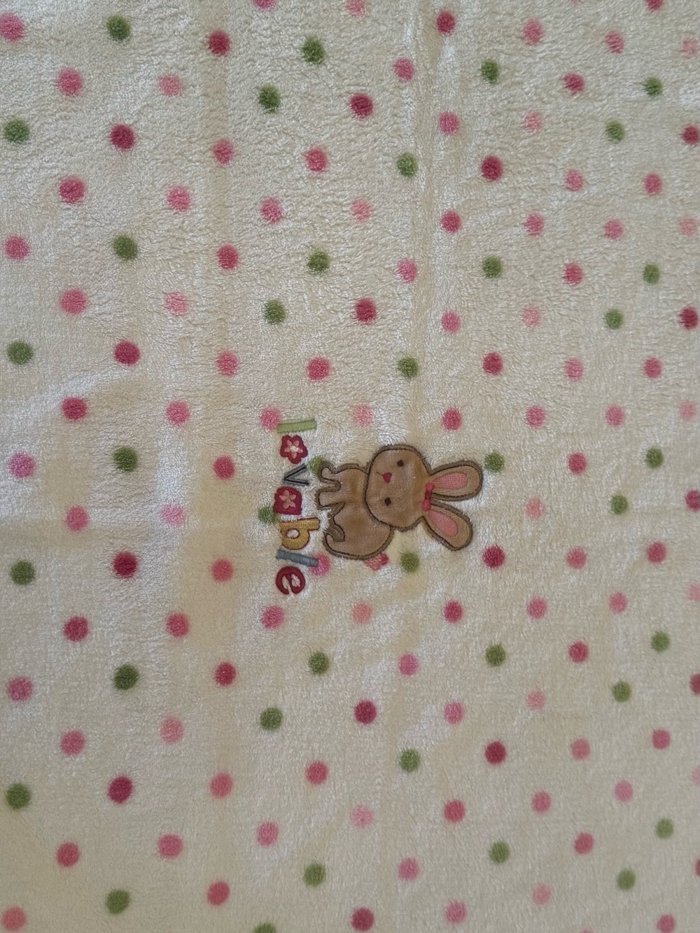 Carters Child Of Mine Plush Bunny Polka Dot Baby Blanket - Pink & Green